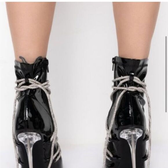 Azalea Wang Dripping in Diamonds Patent Leather Booties Size 9, New without box - Picture 4 of 12